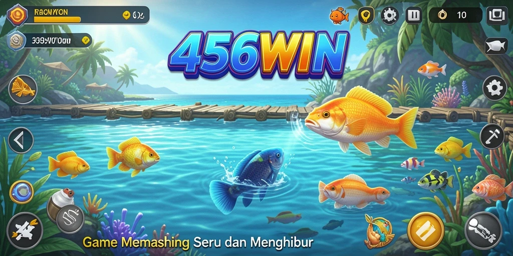 Tampilan gameplay memancing seru di 456WIN dengan berbagai lokasi menarik.