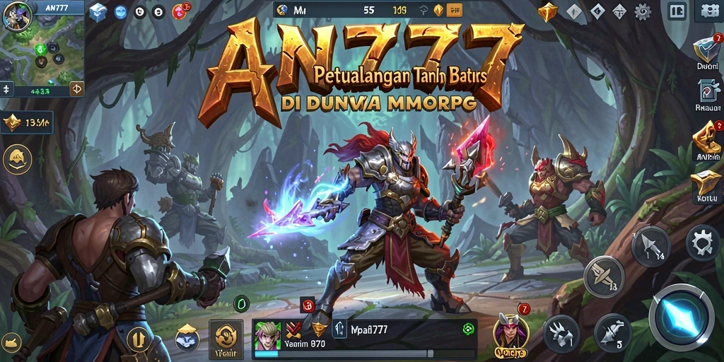 Screenshot gameplay AN777 menampilkan aksi seru dalam pertempuran MMORPG.