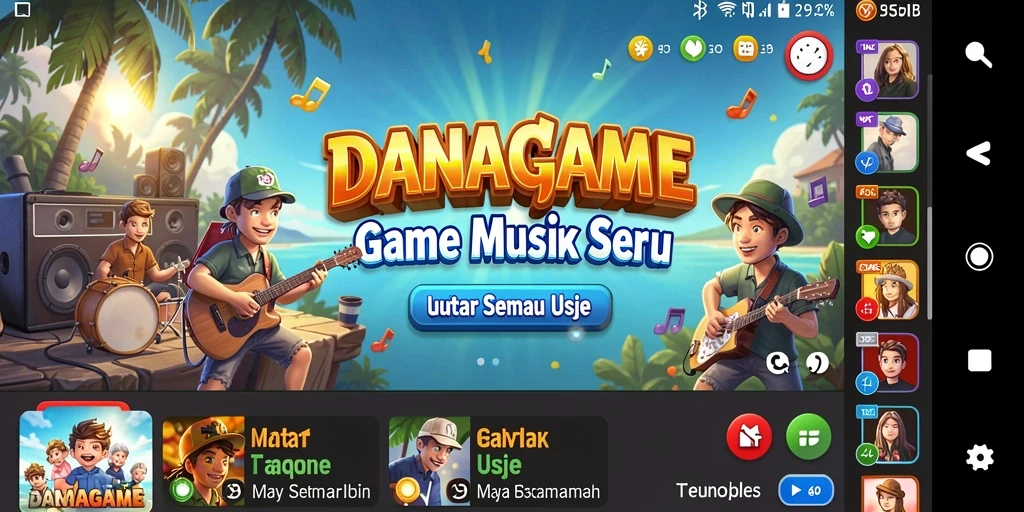 Tampilan gameplay <strong>DANAGAME</strong> yang menarik dengan berbagai alat musik.