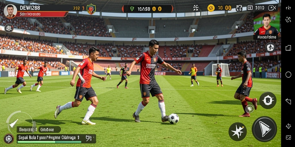 Screenshot menampilkan aksi seru pertandingan sepak bola DEWI288.