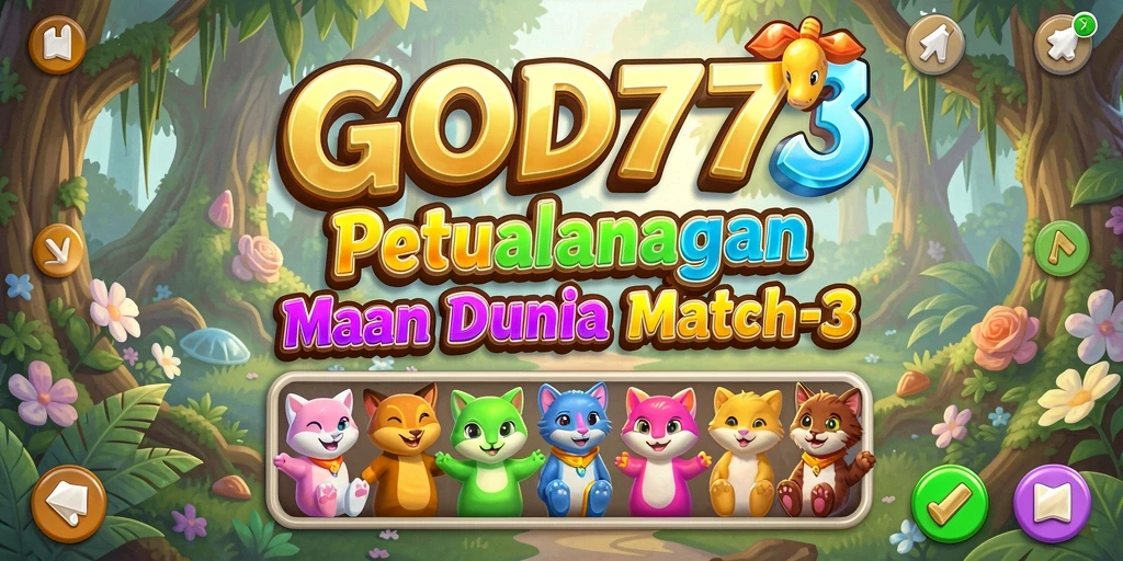 Screenshot gameplay GOD77 yang penuh warna dalam aksi Match-3.