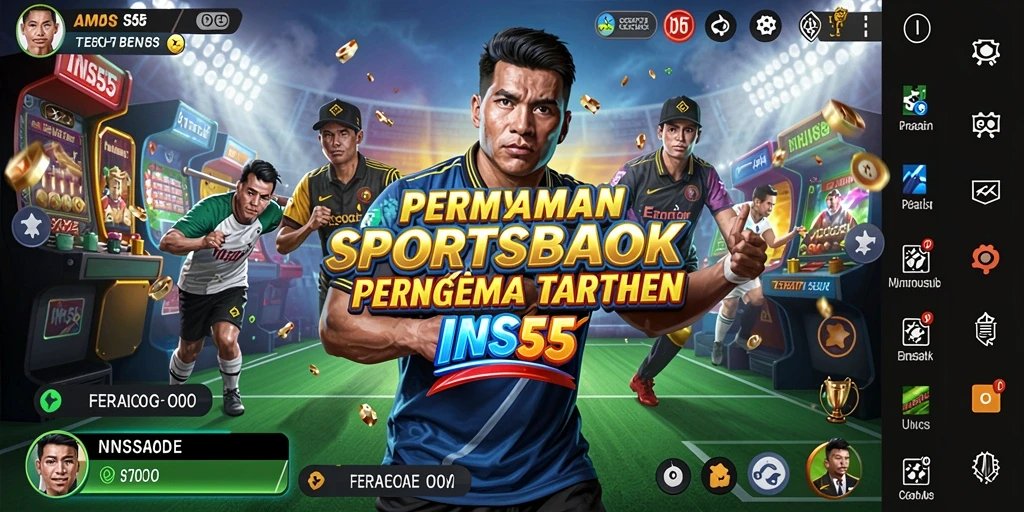 Screenshot gameplay INS55 menampilkan suasana taruhan olahraga yang mendebarkan.
