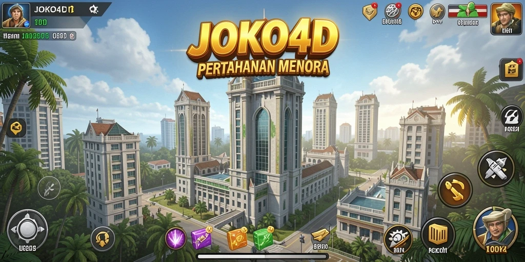 Screenshot JOKO4D menampilkan aksi pertahanan menara yang intens.