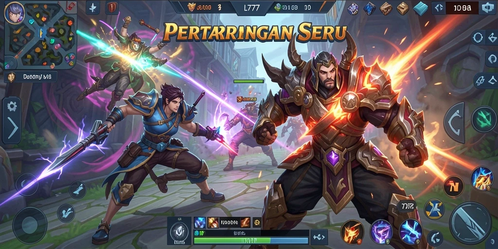Screenshot gameplay L777 menampilkan pertarungan seru antara dua tim.