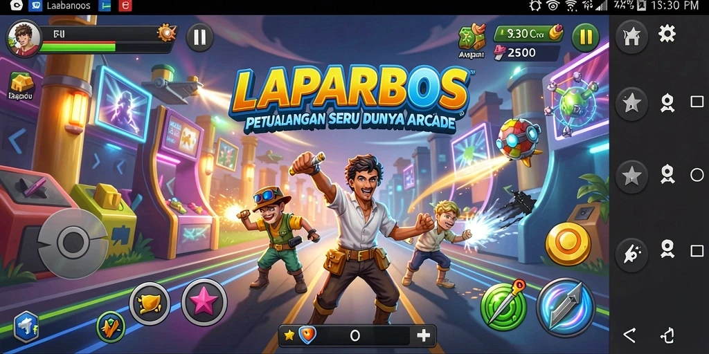 Tampilan gameplay LAPARBOS yang penuh aksi di dunia Arcade.