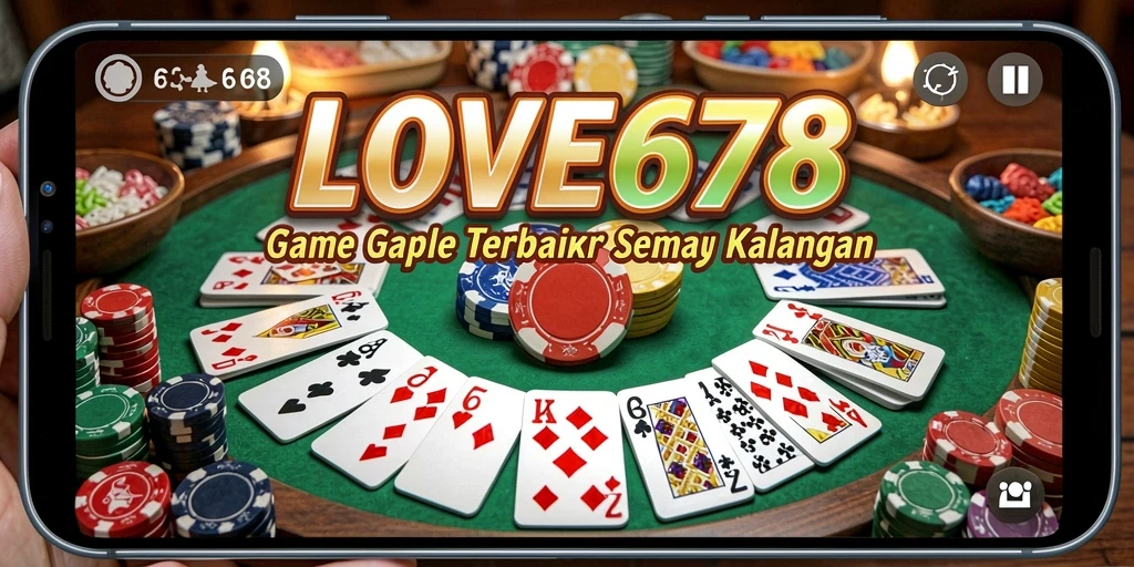 Tampilan screenshot utama LOVE678 menampilkan gameplay Gaple yang seru dan menghibur.