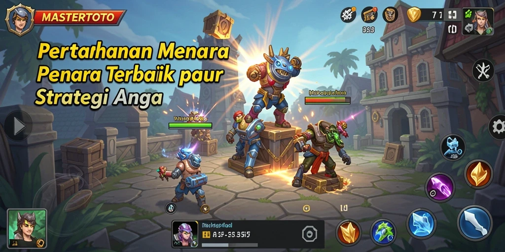 Tampilan gameplay MASTERTOTO yang seru dalam melawan gelombang musuh.