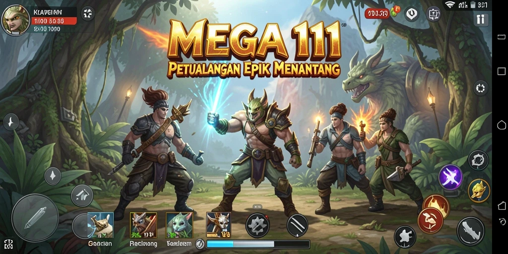Screenshot menunjukkan aksi seru dalam gameplay MEGA111 yang menantang.
