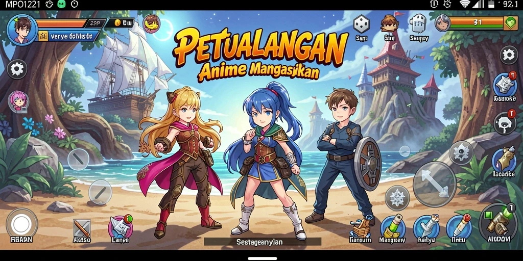 Tampilan gameplay MPO1221 dengan karakter anime yang menakjubkan.