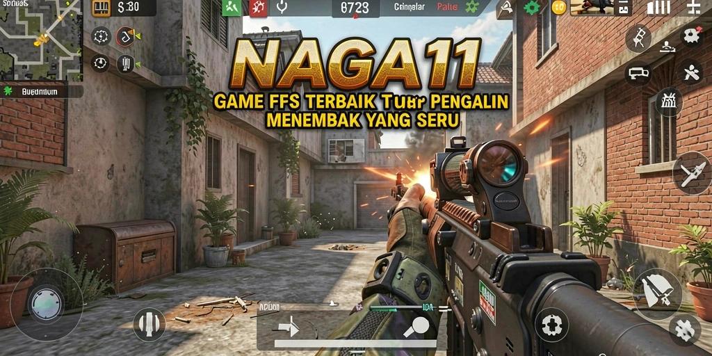 Screenshot utama NAGA11 menunjukkan aksi intens dalam pertarungan FPS yang seru.