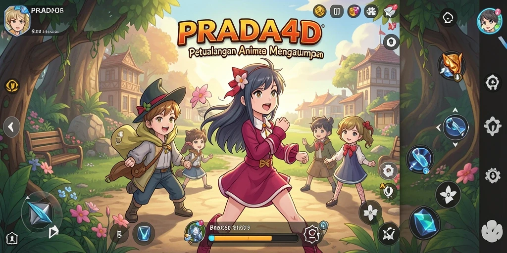 Tangkapan layar menampilkan aksi seru dalam PRADA4D dengan karakter Anime.