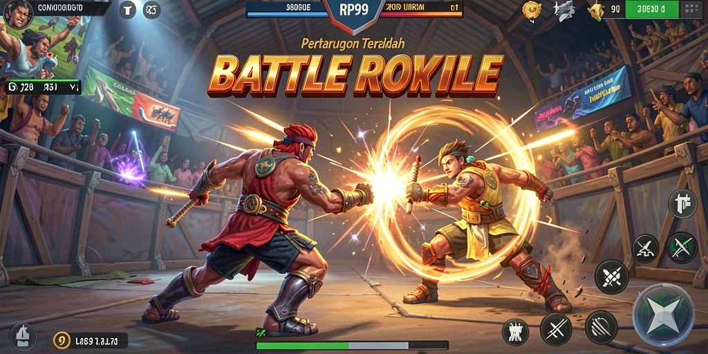 Screenshot menampilkan aksi mendebarkan dari gameplay RP99 di arena Battle Royale.