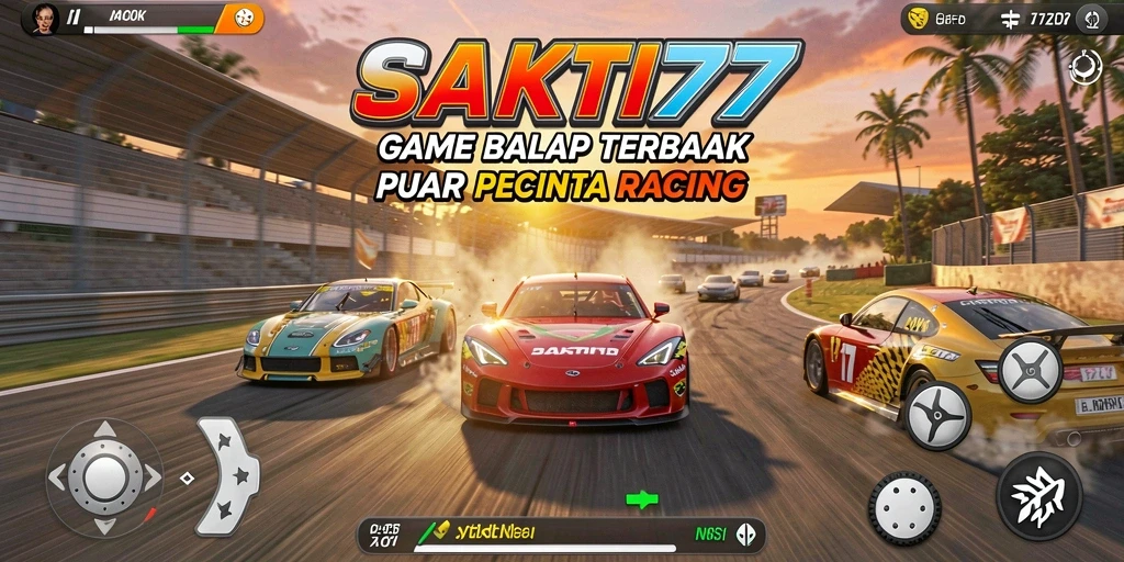 Tampilan menakjubkan dari gameplay SAKTI77 saat balapan di trek yang menarik.