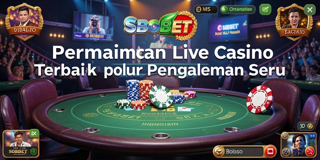 Screenshot gameplay Live Casino di SBOBET menampilkan dealer dan pemain aktif.