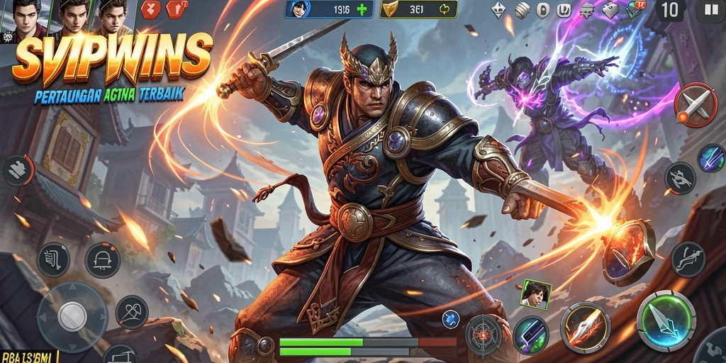 Tampilan gameplay seru dalam aksi tempur yang mendebarkan.