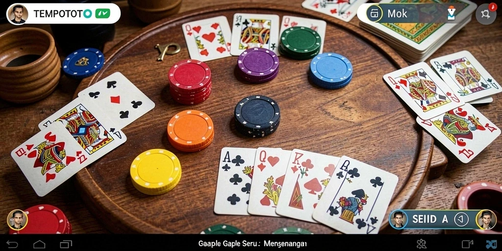 Screenshot gameplay TEMPOTOTO menampilkan suasana permainan Gaple yang seru.