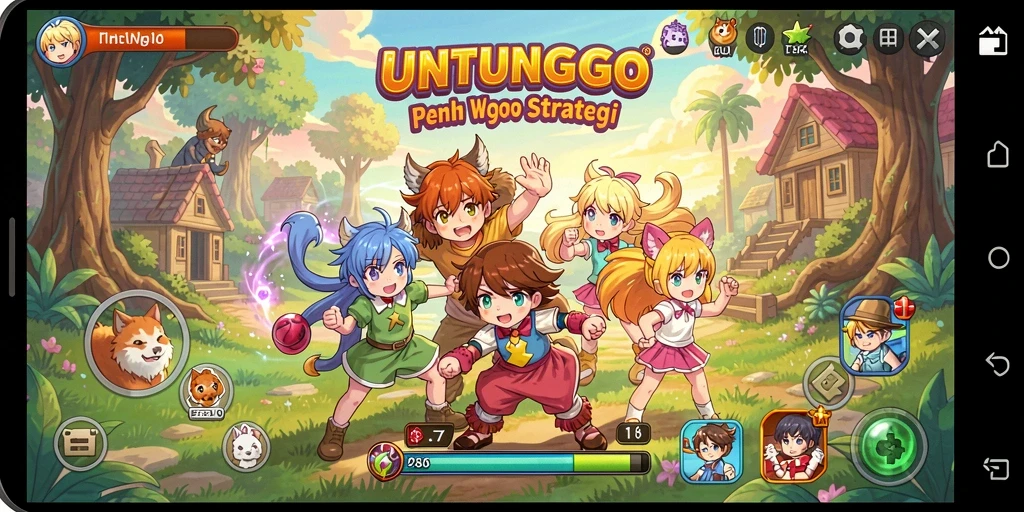 Tampilan gameplay UNTUNGGO yang penuh aksi dan karakter Anime yang ikonik.