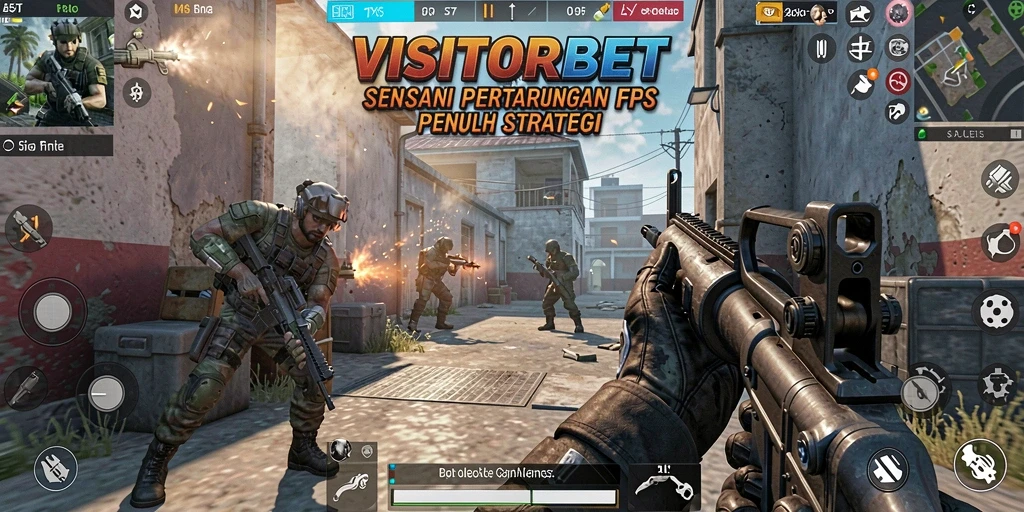 Tampilan aksi mendebarkan saat bermain VISITORBET dalam mode FPS.