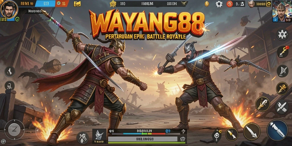 Tangkapan layar utama WAYANG88 menampilkan aksi seru dalam pertarungan Battle Royale.